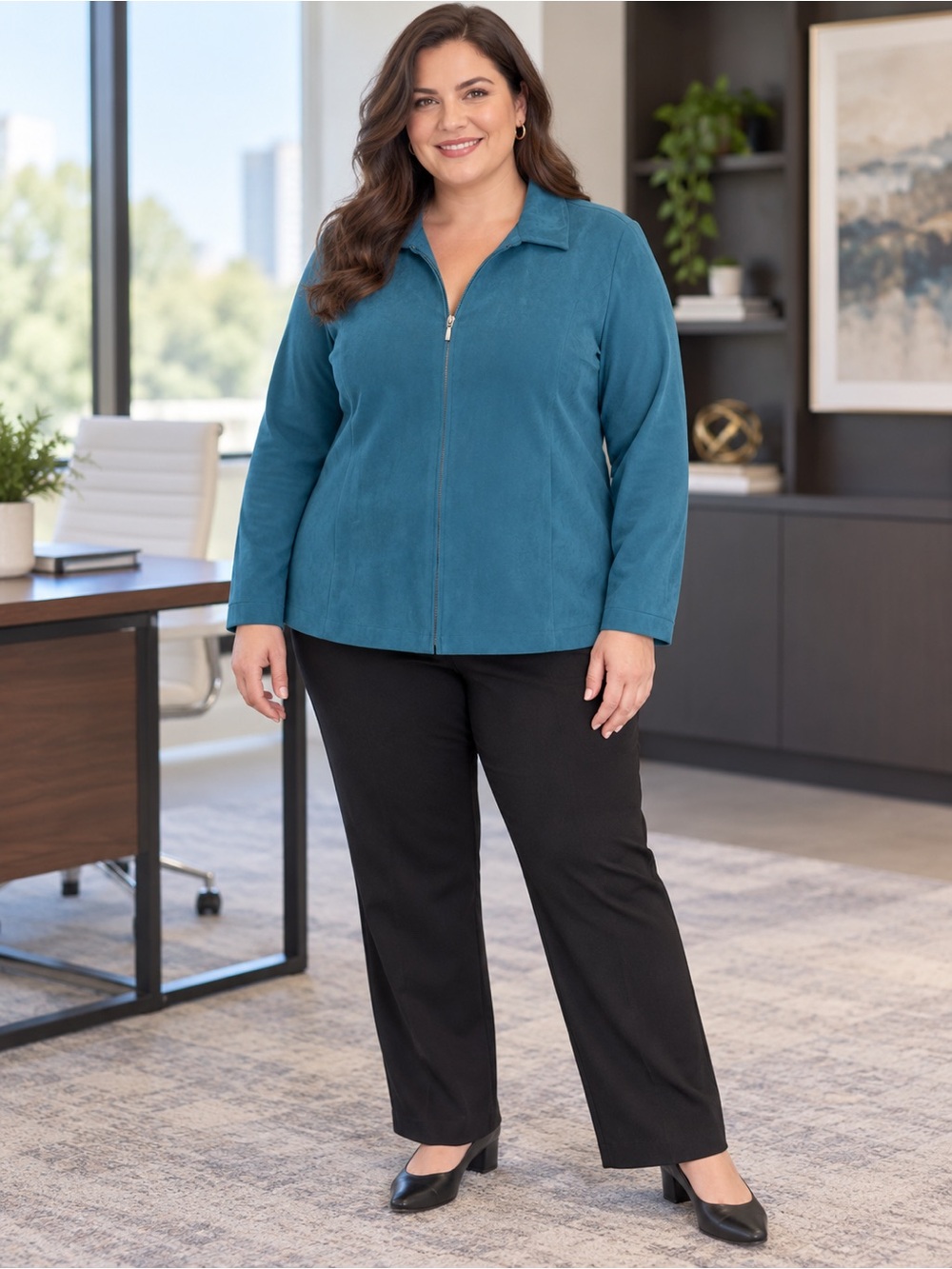 croft & barrow Teal Zip-Front Blazer Jacket